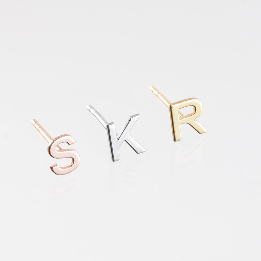 Sterling Silver Initial Stud Earrings, Personalized Monogram Earrings Custom Earrings, Personalized Alphabet Stud Earrings, Gift for Her