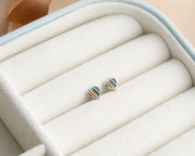 Titanium rainbow heart stud earrings in gold and silver, mini rainbow heart push in studs, flatback colorful stud earrings pride earrings,