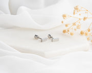 Surgical Steel rectangle, screw back labret Stud, Hypoallergenic, double sided Tiny cz Rectangle Studs, Minimalist Earrings, nap earrings
