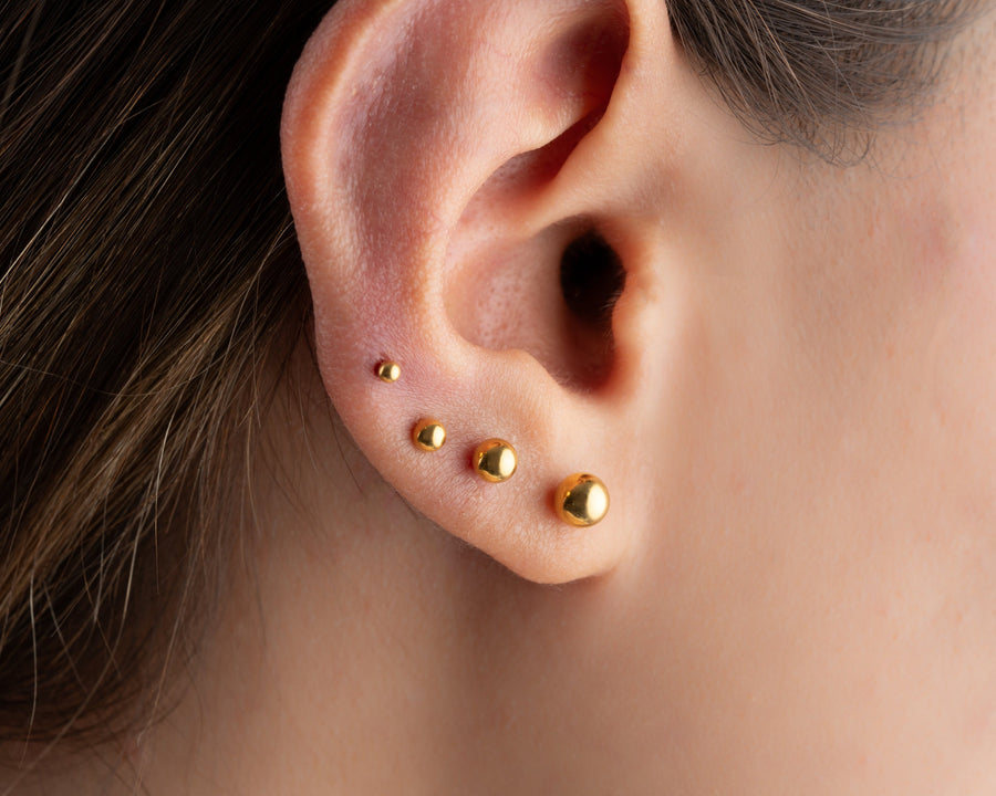 16G/18G/20G G23 Titanium Push in ball Stud Gold Silver Threadless Flat Back Tragus dot stud Nose Stud •gold silver push pin Nap stud