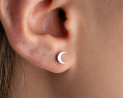 20G/18G/16G Implant Grade Titanium crescent Moon Labret Stud Threadless flatback Tragus Earring Cartilage stud Conch push in Stud flatback